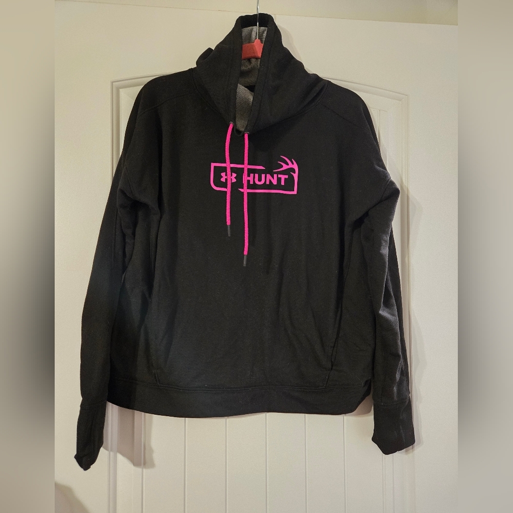 Under Armour Hunt Black Hoodie with Pink Logo